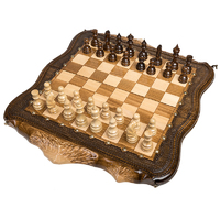Шахматы + Нарды резные ручной работы "Арарат" с бронзой 50 см, Грачия Оганян