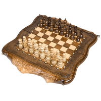 Шахматы + Нарды резные ручной работы "Арарат" с бронзой 40 см, Грачия Оганян